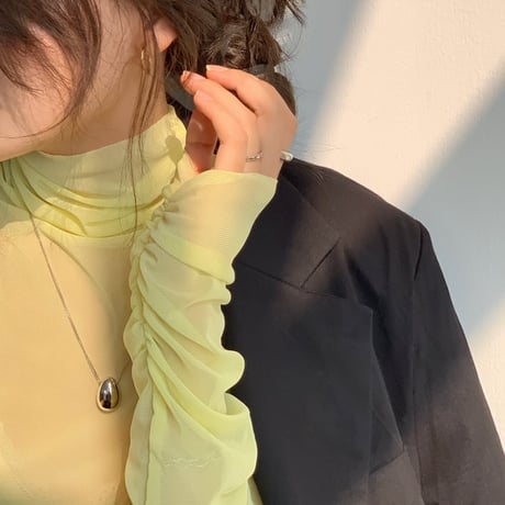 sheer high neck pullover /5color　un1074
