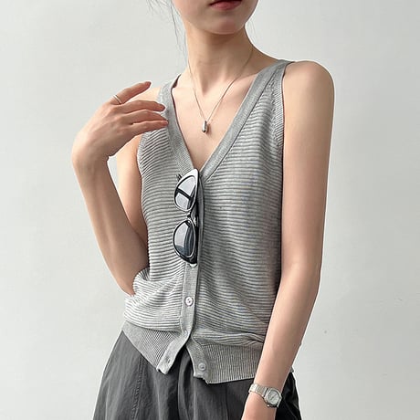 linen touch knit tank　/6color　un2097