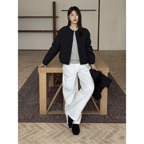 collarless cotton jacket /3color　un1637