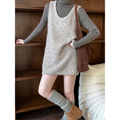 Knitted vest dress /3color　un1686