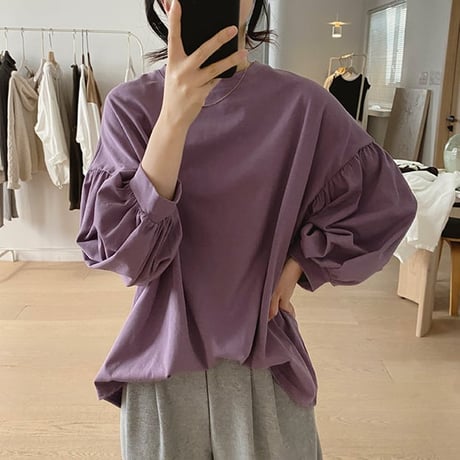 puff sleeve casual tops /4color　un1080
