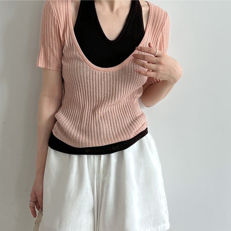layered halter knit top　/5color　un2020