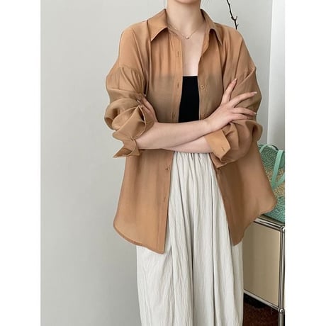 open back sheer shirt /3color　un1011