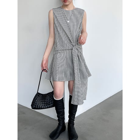 check side knot tunic blouse　/2color　un2049