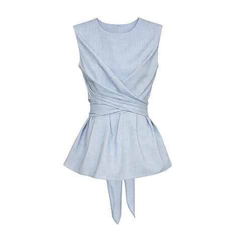 wrap design peplum sleeveless blouse　/2color　un2044
