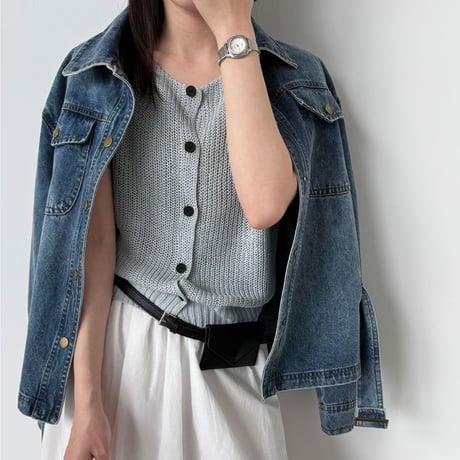 button knit vest top　/4color　un1996