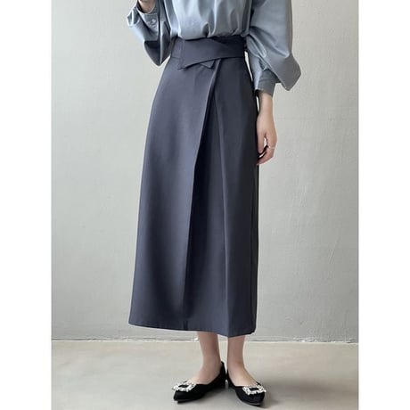 assynmetry tuck skirt /2color　un1137