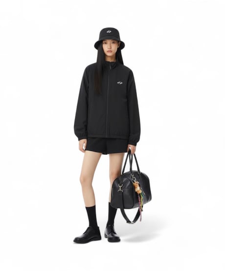 EBE-077 / sports logo jacket / BLACK
