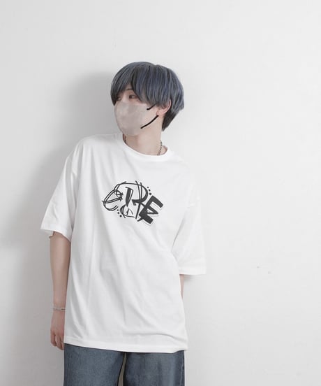 EBE-062-WHT / drawing logo big tee