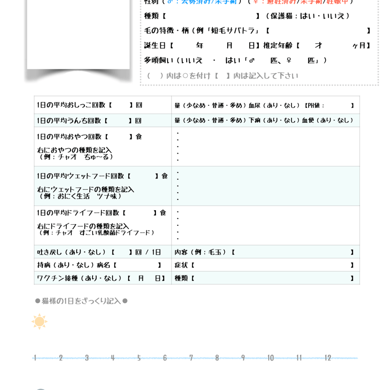 猫様プロフィール】〜猫様の取説シート〜 | Studio13