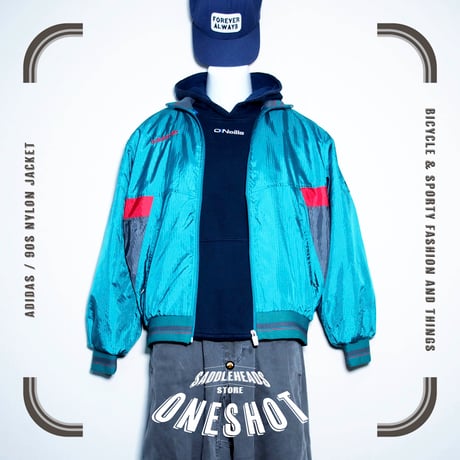 USED【 adidas 】90sナイロンジャケット（デサント製）／MENS：M〜L（送料込）［BSF-O］