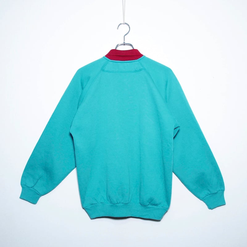 【特価！関税送料込】 Hugo ブルーロゴラベル スウェットシャツ USED【 HUGO BOSS SPORTS 】エリつきスウェットシャツ／MENS：S