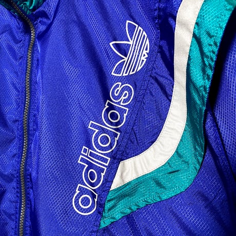 デッドストック【 adidas 】90sナイロンジャケット（フード付／デサント製）／MENS：L（送料込）［BSF-O］