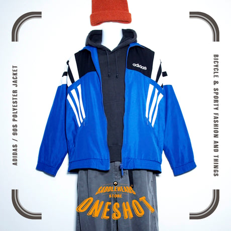 USED【 adidas 】90sポリエステルジャケット／MENS：M〜L（送料込）［BSF-O］