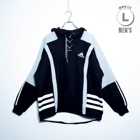 USED【 adidas 】90sプルオーバーパーカー／MENS：L（送料込）［BSF-O］