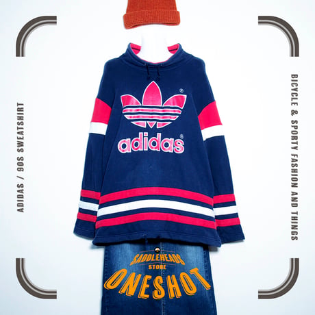 USED【 adidas 】90sスウェットシャツ（デサント製）／MENS：S〜M（送料込）［BSF-T］