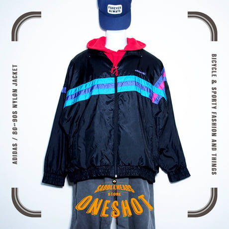 USED【 adidas 】80〜90sナイロンジャケット／MENS：L〜XL（送料込）［BSF-O］