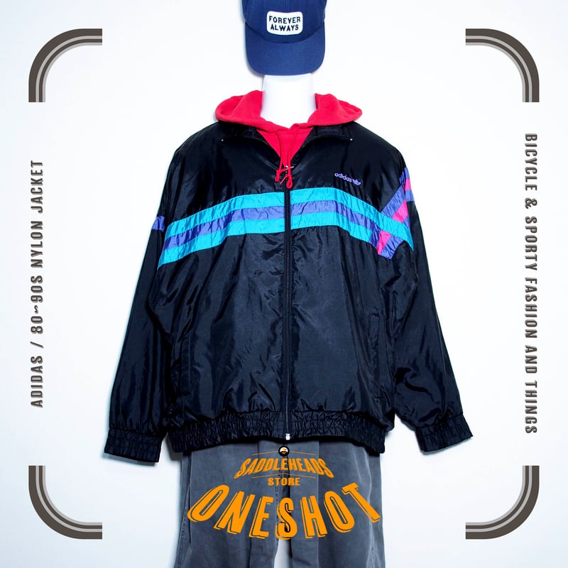 USED【 adidas 】80〜90sナイロンジャケット／MENS：L〜XL（送料込