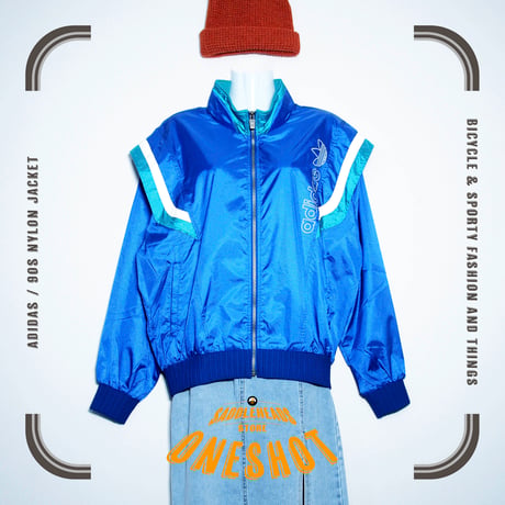 デッドストック【 adidas 】90sナイロンジャケット（フード付／デサント製）／MENS：L（送料込）［BSF-O］