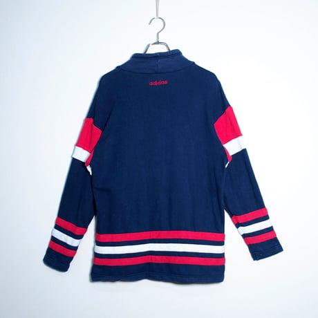 USED【 adidas 】90sスウェットシャツ（デサント製）／MENS：S〜M（送料込）［BSF-T］