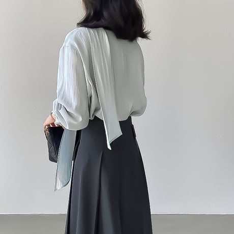 scarf-neck sheer blouse /2color　NK2321
