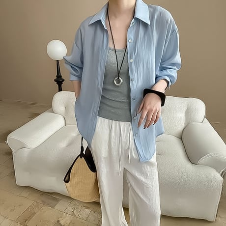 back slit relaxed sheer shirt /3color　NK2281
