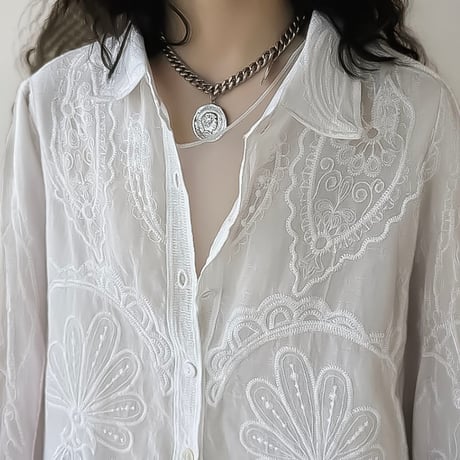 embroidery lace relaxed shirt　NK2239