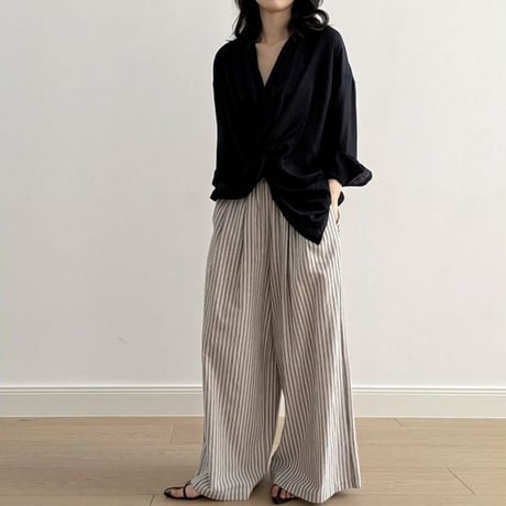 waist twist long sleeve shirt /2color　NK1806