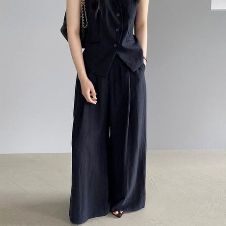 back ribbon gilet & pants set up /2color　NK1825
