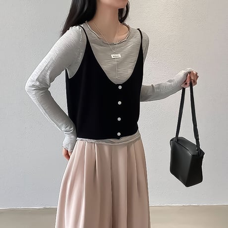layered ruffle vest set /4color　NK2279