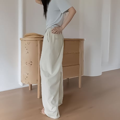 drawstring waist wide pants /3color　NK2372