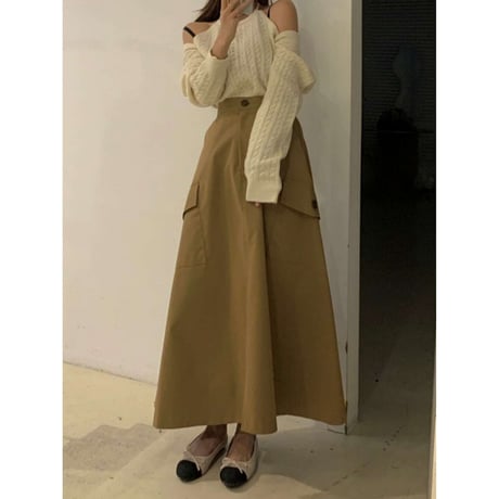 side pocket center slit skirt /2color　NK1383