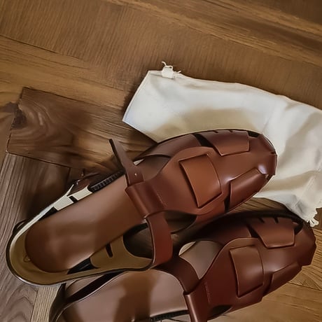 woven strap leather flat sandals /3color　NK2242