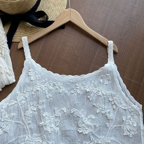 flower embroidery lace camisole /2color　NK1817
