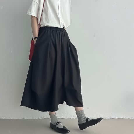 asymmetry tier gather skirt /2color　NK2296