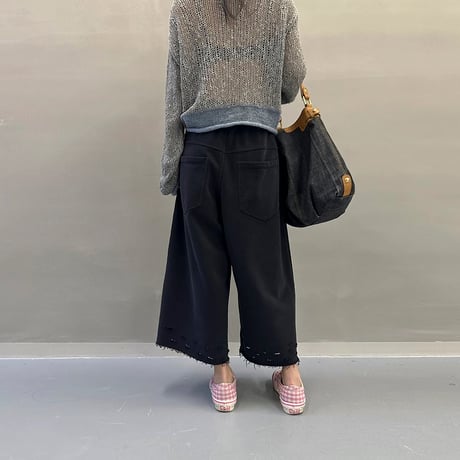 distressed wideleg sweatpants /2color　NK1752