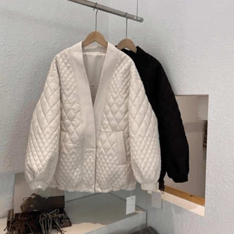 v-neck quilting blouson /2color　NK1714