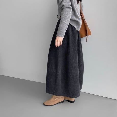 wool blend tuck long skirt　NK2086