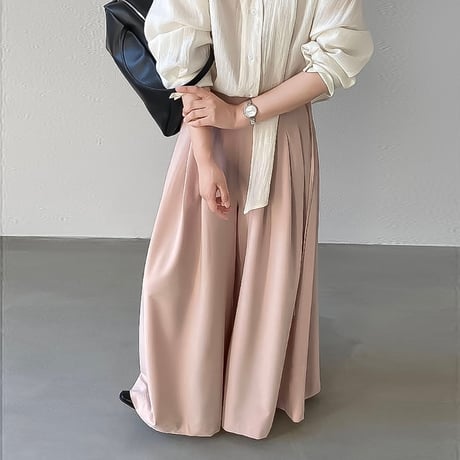 tencel cotton pleat wide pants /2color　NK2175