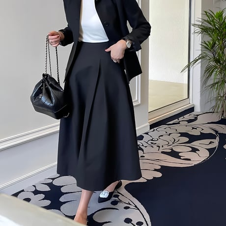 tuck flare long skirt /3color　NK2154