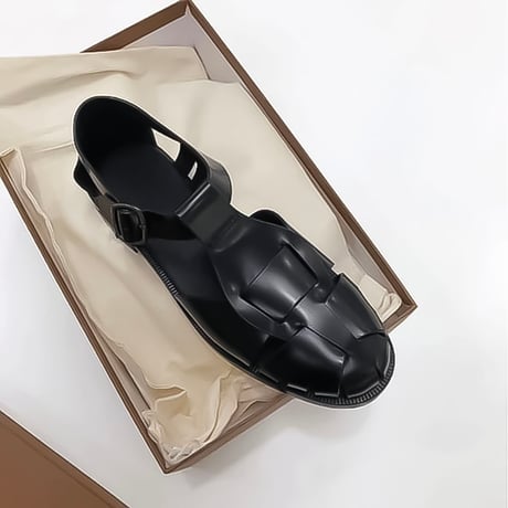 woven strap leather flat sandals /3color　NK2242