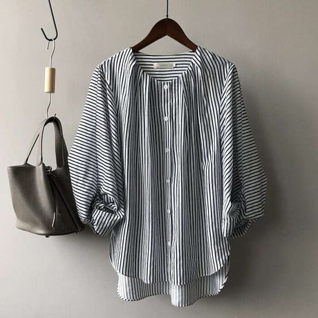 balloon sleeve stripe blouse　NK1071