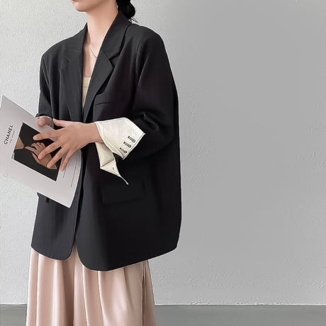 pinstripe oversized cuff jacket　VG2176
