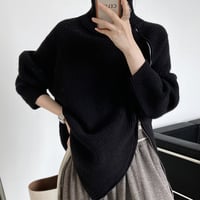 side zip high neck knit ／4color　NK1331