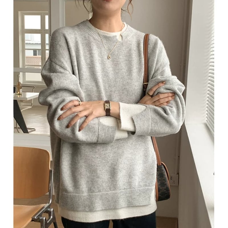layered knit tops /2color NK1588 | HiLo＆HiLo