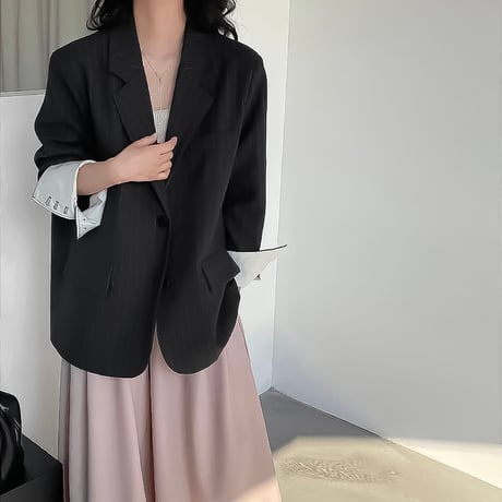 pinstripe oversized cuff jacket　VG2176