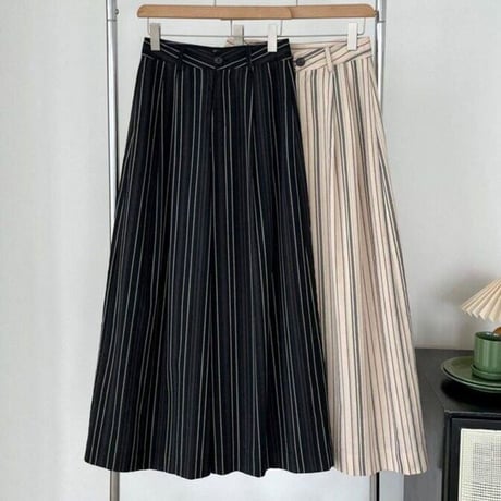 cotton stripe tuck wide pants /2color　NK2275