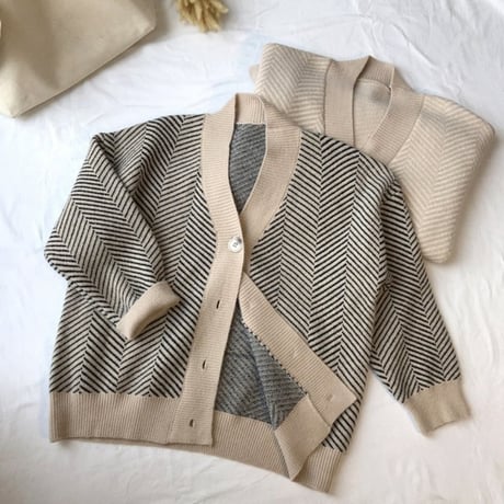 herringbone knit cardigan /2color　NK1621