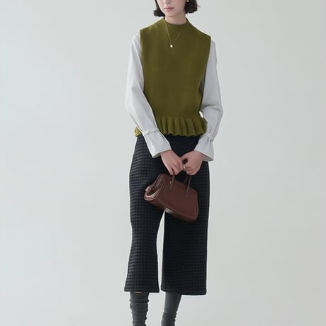 high neck peplum knit vest　NK2069