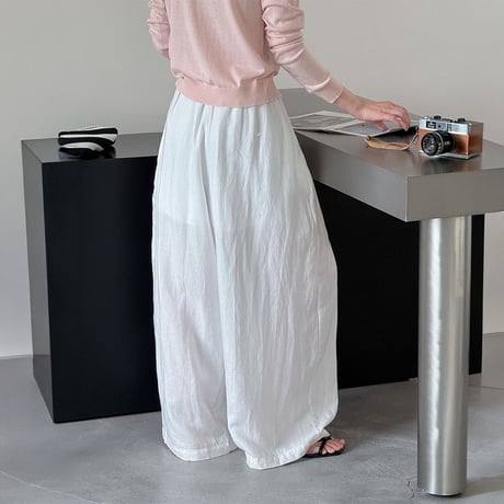 relaxed wide linen pants /2color　NK2224